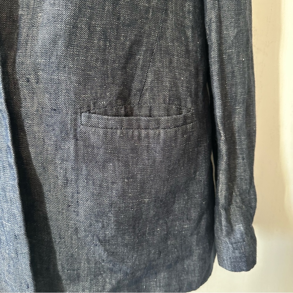 Banana Republic Women’s Navy Natural Linen Single Button Sleeved Blazer- Size 4 - Picture 6 of 13